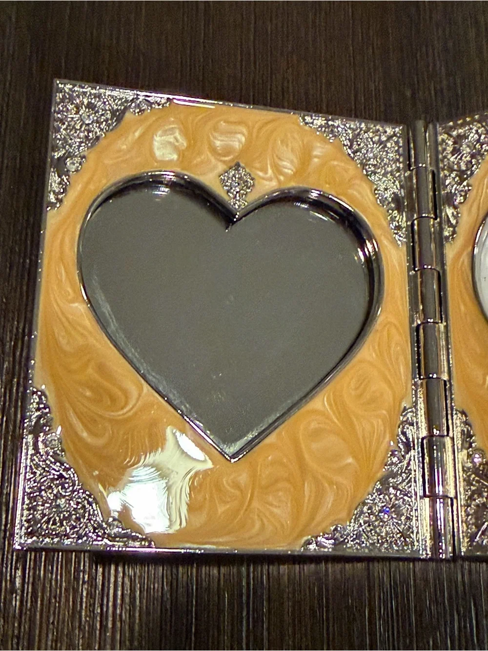 Vintage Things Remembered Folding Double Heart Picture Frame & Mirror Swarovski